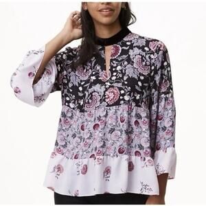 Loft Whimsigoth Floral Tiered Ruffle Blouse Velvet Romantic Boho Women’s Medium
